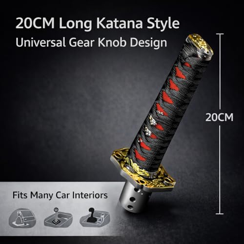 YOURKARTS.COM Katana Design Car Gear Knob (Black, 20CM) – Universal Stainless Steel Samurai Stick Shifter with Brushed Finish | Unique Styling | car Accessories 2025 - Image 3
