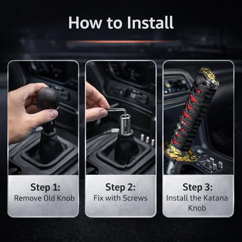 YOURKARTS.COM Katana Design Car Gear Knob (Black, 20CM) – Universal Stainless Steel Samurai Stick Shifter with Brushed Finish | Unique Styling | car Accessories 2025 - Image 5
