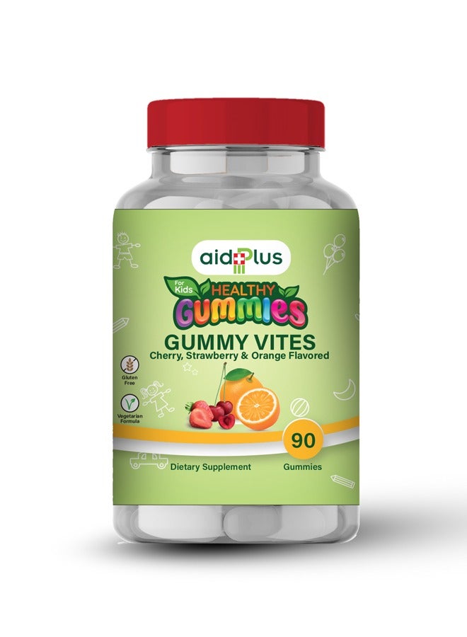 Aidplus Healthy Gummies Gummy Vites – Cherry, Strawberry & Orange Flavored – 90 Gummies - Image 1