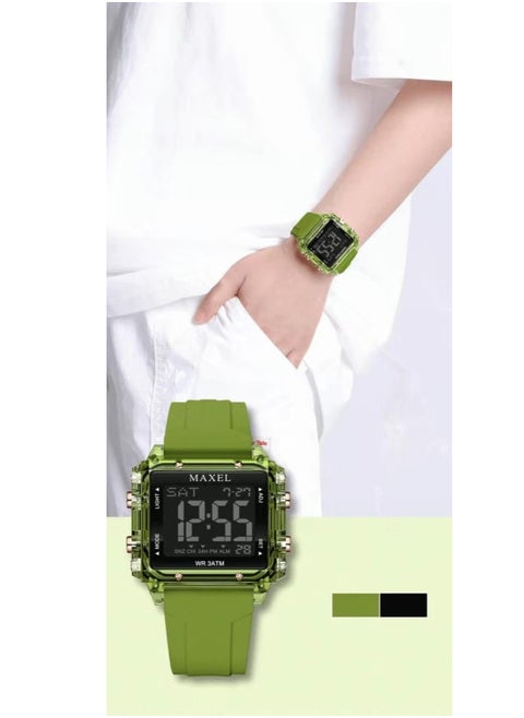 Maxel Electronic Multi-function Trendy Waterproof Luminous Silicone Strap Birthday Gift Watch for Students