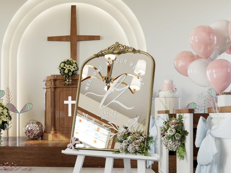Wiserset Vintage Arched Gold Wall Mirror, 24"x36" Antique Baroque Wall Mirrors, Ornate Arch Brass Mirror for Bathroom Over Sink, Bedroom, Fireplace, Entryway, Living Room, Hanging or Leaning - Image 2