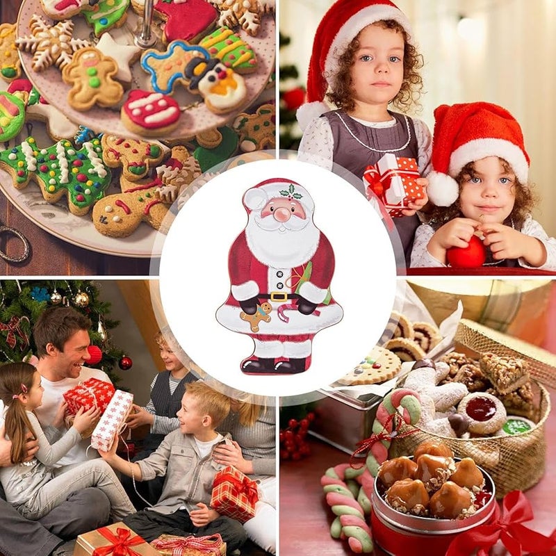 Santa Shaped Christmas Tin Box Portable Candy Container For Holiday Party Wedding - Image 5