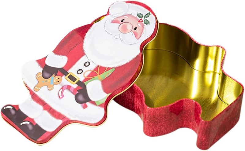 Santa Shaped Christmas Tin Box Portable Candy Container For Holiday Party Wedding - Image 2