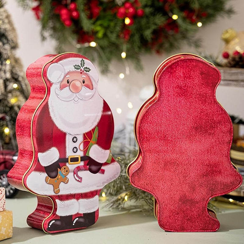Santa Shaped Christmas Tin Box Portable Candy Container For Holiday Party Wedding - Image 4