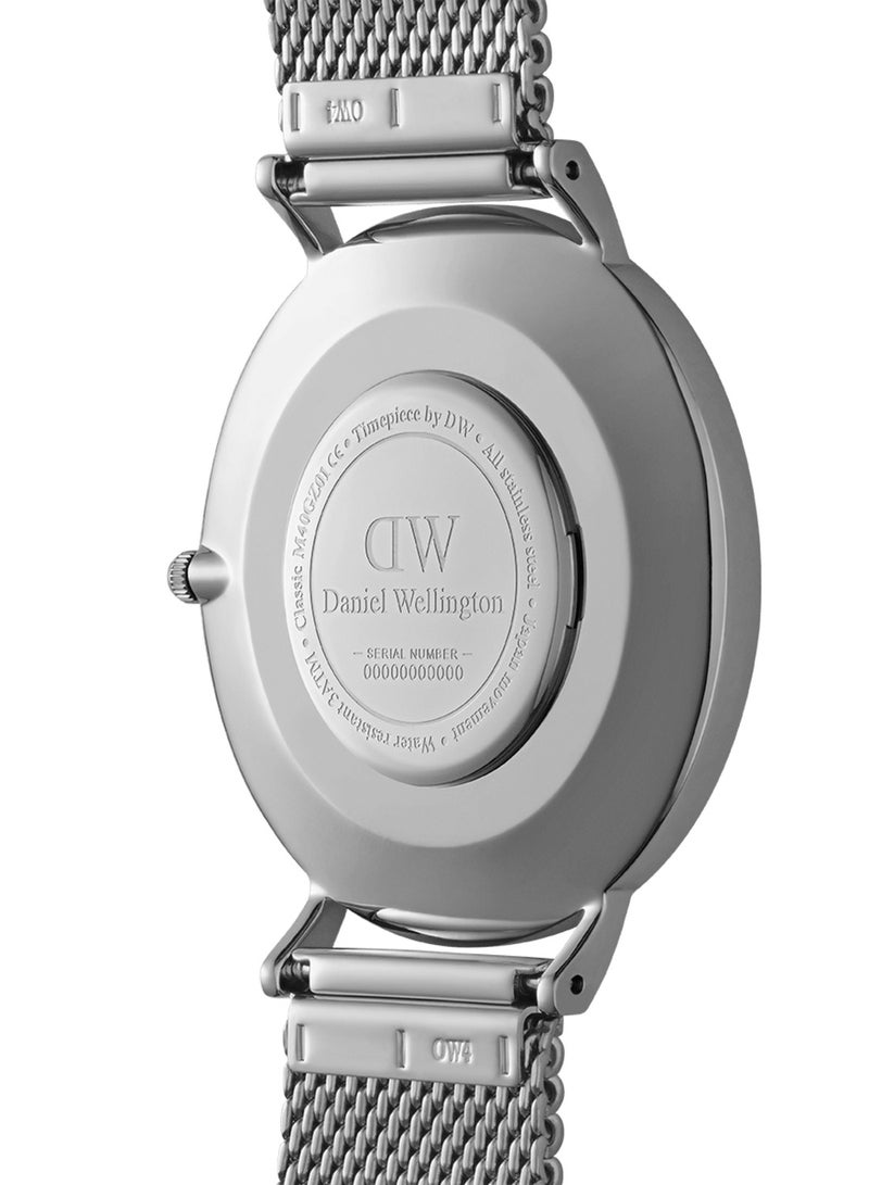 DANIEL WELLINGTON Classic Mesh Arctic black Men's Watch with Deep Silver Stainless Steel Mesh Strap -40mm  - Image 3