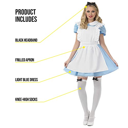 fun shack Womens Alice Costume, Blue Dress, Alice Costume, Fairy Tale Costumes, Halloween Costumes for Women Adult, M - Image 3