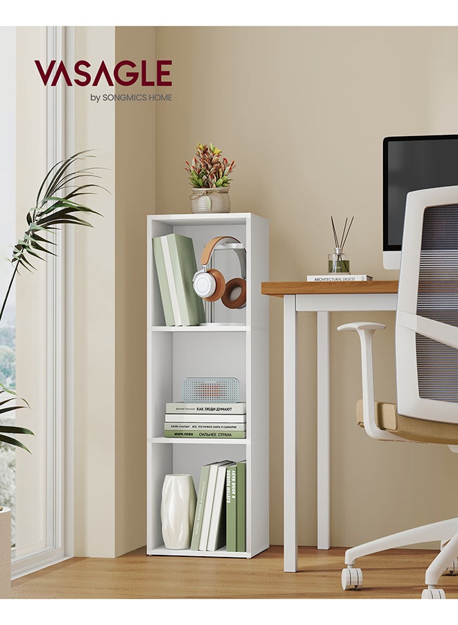 VASAGLE Bookcase, Shelf, Storage Cabinet with 3 Compartments, Freestanding Bookcase, Cube Bookcase, for Living Room, Office, Dining Room, Cloud White - Image 2