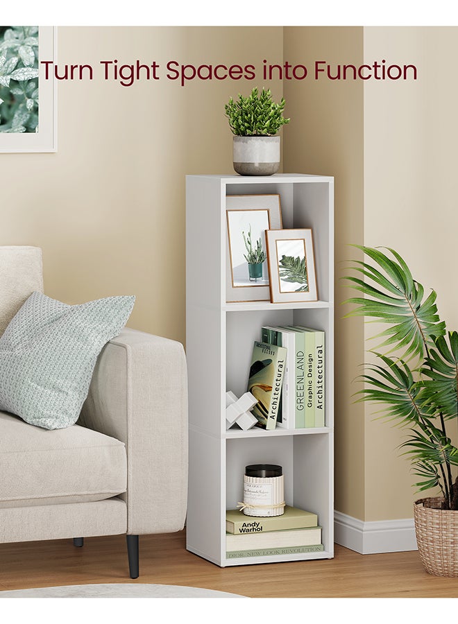 VASAGLE Bookcase, Shelf, Storage Cabinet with 3 Compartments, Freestanding Bookcase, Cube Bookcase, for Living Room, Office, Dining Room, Cloud White - Image 3