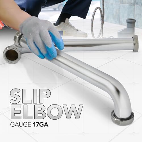 Highcraft 83934 Slip Elbow for Tubular Drain Applications 1-1/4 in. x 12 in, 17GA Chrome Plated Brass - Image 2