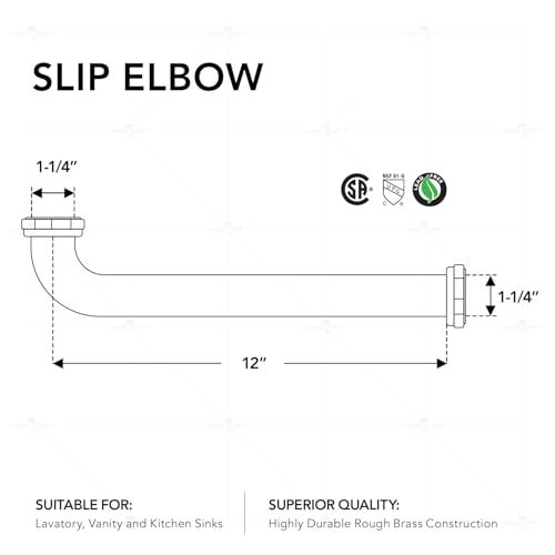 Highcraft 83934 Slip Elbow for Tubular Drain Applications 1-1/4 in. x 12 in, 17GA Chrome Plated Brass - Image 3