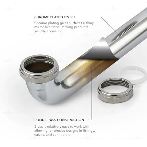Highcraft 83934 Slip Elbow for Tubular Drain Applications 1-1/4 in. x 12 in, 17GA Chrome Plated Brass - Image 5