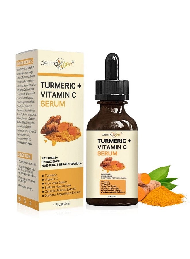 dermaxgen Turmeric Face Serum + Vitamin C Organic Moisturizer Clear Skin Tone Hydrate Dull & Dry Skin Antiaging Facial Serum (1 Fl Oz)  - Image 1