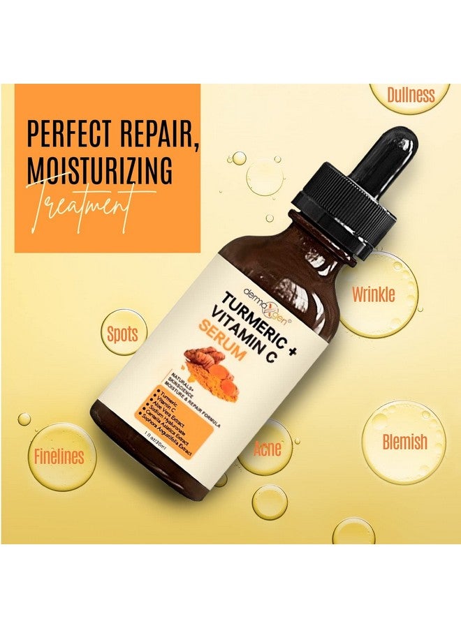 dermaxgen Turmeric Face Serum + Vitamin C Organic Moisturizer Clear Skin Tone Hydrate Dull & Dry Skin Antiaging Facial Serum (1 Fl Oz)  - Image 3