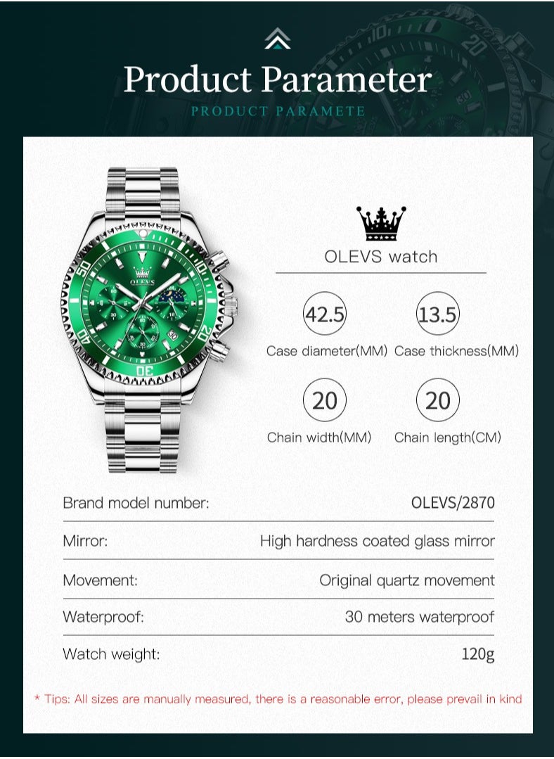 OLEVS - Watches For Men Quartz Water Resistant Analog Watch - Image 1