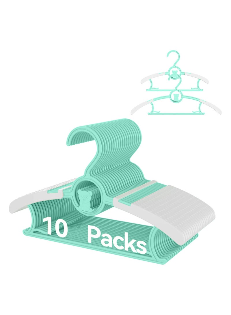 Mmmon Baby Hangers,Non-Slip 11"-14" Adjustable Infant Clothes Hanger for Childen,0-18yrs Plastic Kid Hanger Clothing Organizer, Children Pink Plastic Rack for Newborn Toddler Coat,10PCS(Pink,Green) - Image 1