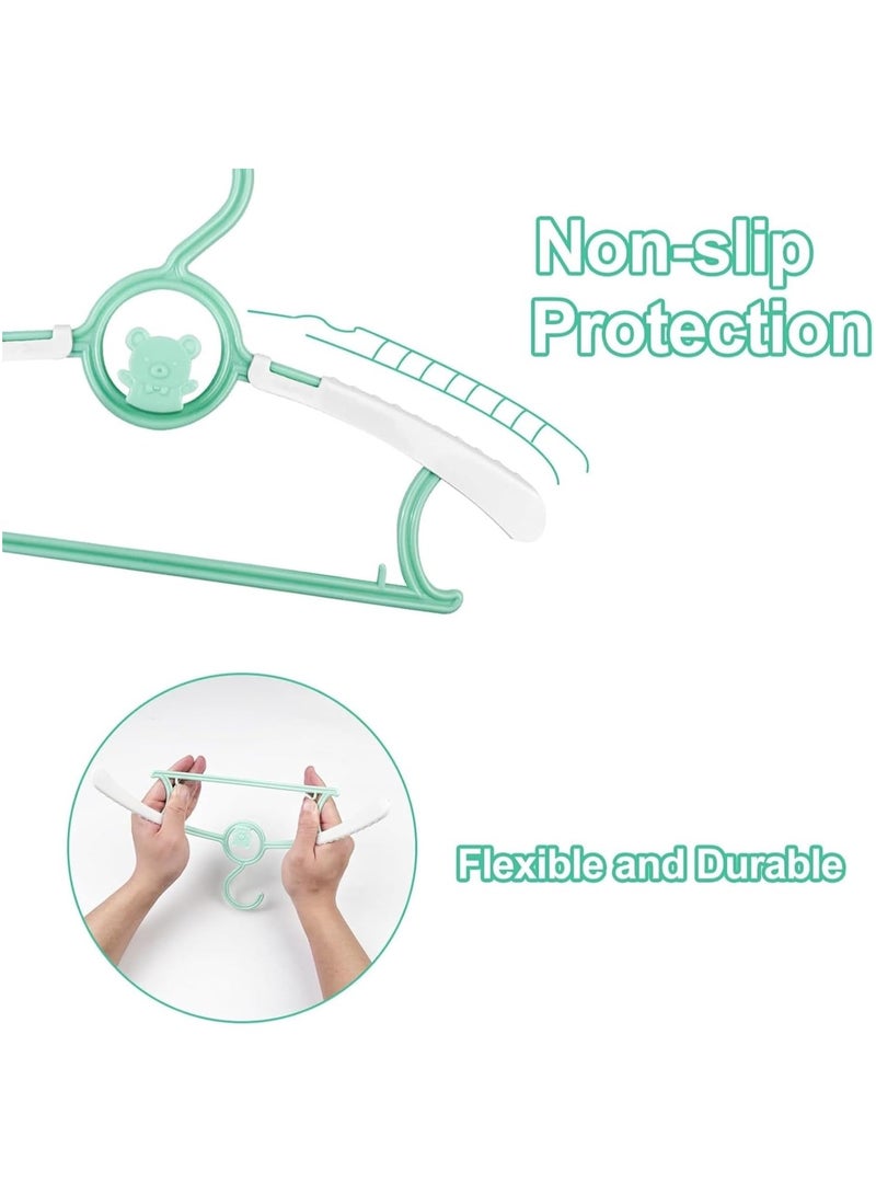 Mmmon Baby Hangers,Non-Slip 11"-14" Adjustable Infant Clothes Hanger for Childen,0-18yrs Plastic Kid Hanger Clothing Organizer, Children Pink Plastic Rack for Newborn Toddler Coat,10PCS(Pink,Green) - Image 3