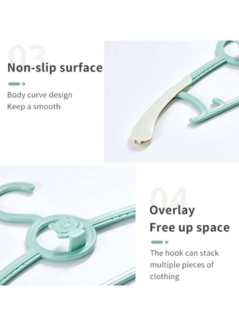 Mmmon Baby Hangers,Non-Slip 11"-14" Adjustable Infant Clothes Hanger for Childen,0-18yrs Plastic Kid Hanger Clothing Organizer, Children Pink Plastic Rack for Newborn Toddler Coat,10PCS(Pink,Green) - Image 5