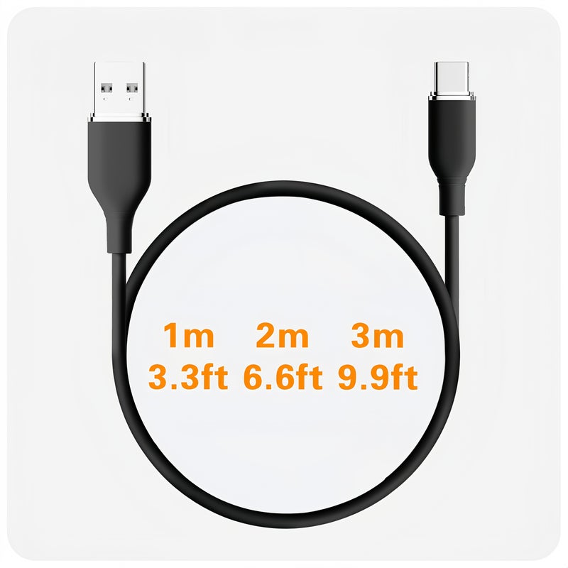 كابل شحن من نوع C بطول 3 أقدام، سريع، مع وصلة USB-A لمزامنة البيانات، متوافق مع الهواتف، من السيليكون، باللون الأزرق. - Image 2