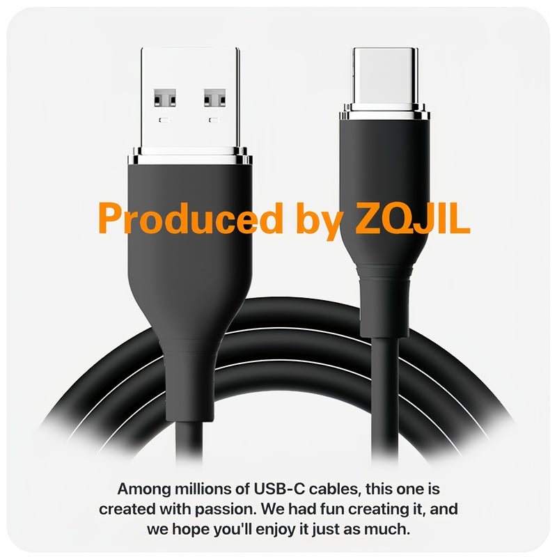 كابل شحن من نوع C بطول 3 أقدام، سريع، مع وصلة USB-A لمزامنة البيانات، متوافق مع الهواتف، من السيليكون، باللون الأزرق. - Image 4