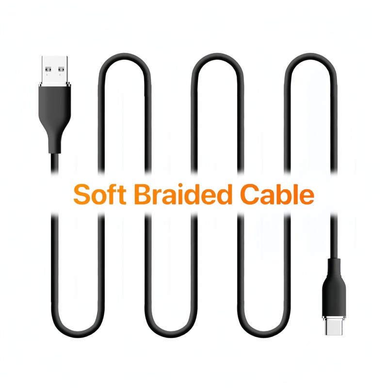 كابل شحن من نوع C بطول 3 أقدام، سريع، مع وصلة USB-A لمزامنة البيانات، متوافق مع الهواتف، من السيليكون، باللون الأزرق. - Image 3
