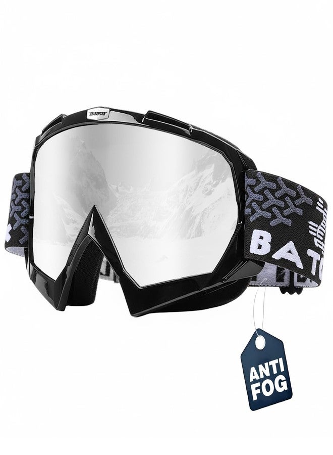 KINGBIKE Ski Goggles for Men Women Snowboard Goggles Snow Goggles for Men Snowboarding Youth OTG Dust-proof Anti-Slip Strap (Black Silver, Large) - Image 1