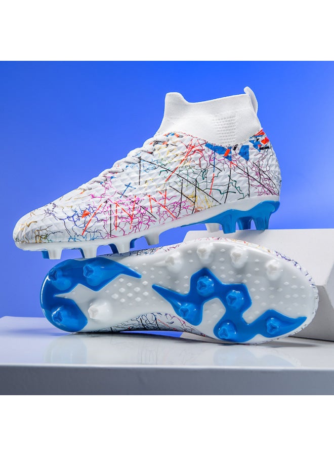 H577 Long Nails White C Luo Thorn 15 New Football Shoes High-top Boys And Girls Adult Primary School Children's Nail Broken Nail Training Shoes