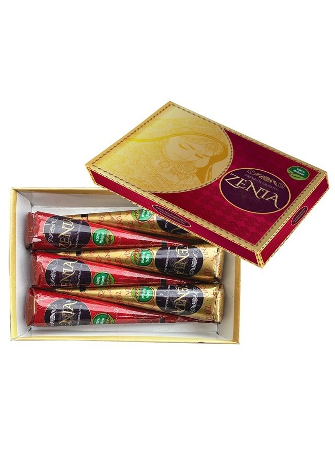 zenia 6 عبوات من معجون الحناء الطبيعي 100% جاهز للاستخدام لتلوين الشعر، ألوان بني محمر - Image 1