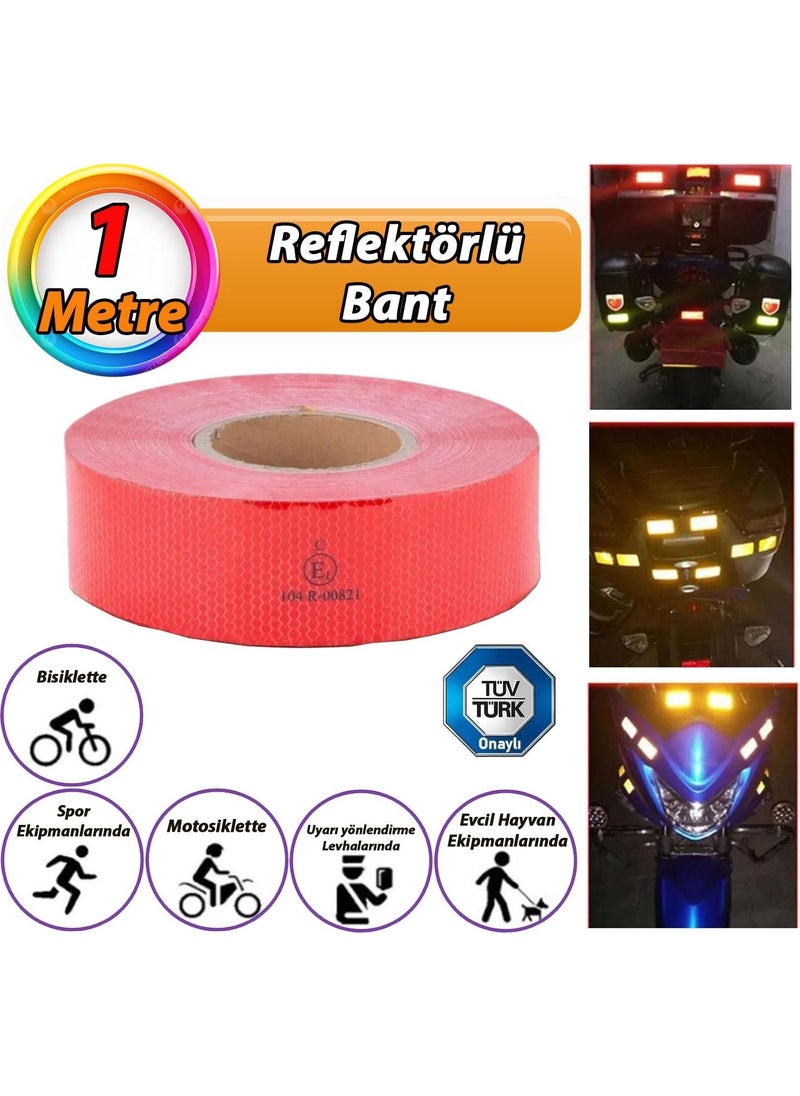 Glaswen 1m Reflective Reflective Phosphorescent Vehicle Auto Truck Strip Tape Tüvtürk Approved Flat Red Warning Tape  - Image 1