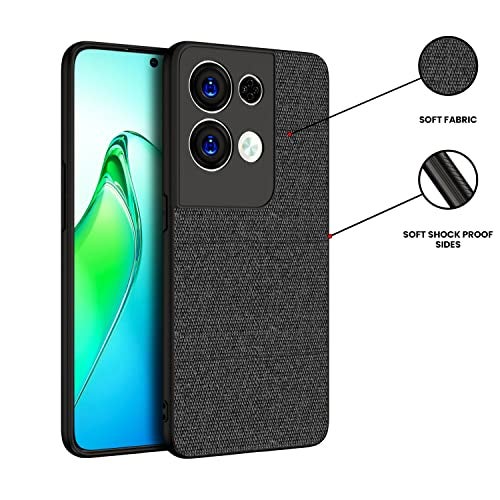KAPA PC+Cloth Soft Full Fabric Case For Oppo Reno 8 (5G) Back Cover, Shockproof Slim Hard Anti Slip Back Cover (Black) - Image 3
