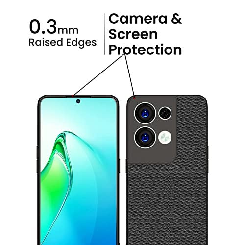 KAPA PC+Cloth Soft Full Fabric Case For Oppo Reno 8 (5G) Back Cover, Shockproof Slim Hard Anti Slip Back Cover (Black) - Image 4