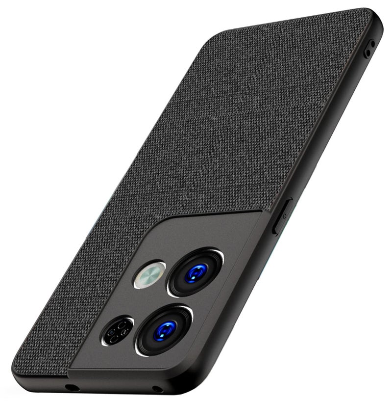KAPA PC+Cloth Soft Full Fabric Case For Oppo Reno 8 (5G) Back Cover, Shockproof Slim Hard Anti Slip Back Cover (Black) - Image 1