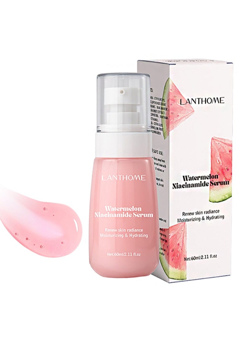 Lanthome - Watermelon Niacinamide Serum，Face Skin Care, Hydrating & Brighten with Hyaluronic Acid, Glycerin and Vitamin E, Lightweight Facial Serum & Priming Liquid Highlighter(60ml) - Image 1