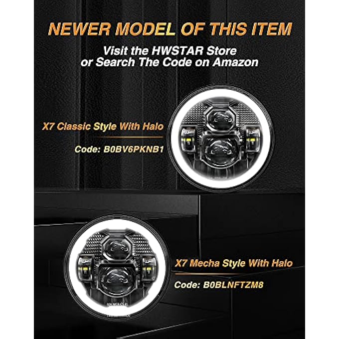 HWSTAR 2023 Upgraded 1000 Brighter AntiGlare 7 Inch Led Headlights Round Compatible With Jeep Wrangler Jk Jku Tj Lj Chevy Ford Gmc Dodge Mazda Nissan Vw Mack Etc Dot H6024 HiLow Sealed Beam Pair - Image 5