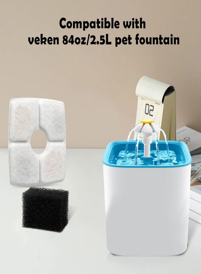 KTNAid Replacement Filters & Pre-Filter Sponges (16 + 16 Pack) for Veken 84 oz / 2.5L Pet Fountain, Triple Filtration System Filter Set for Cat Water Fountain & Dog Water Dispenser - Image 2