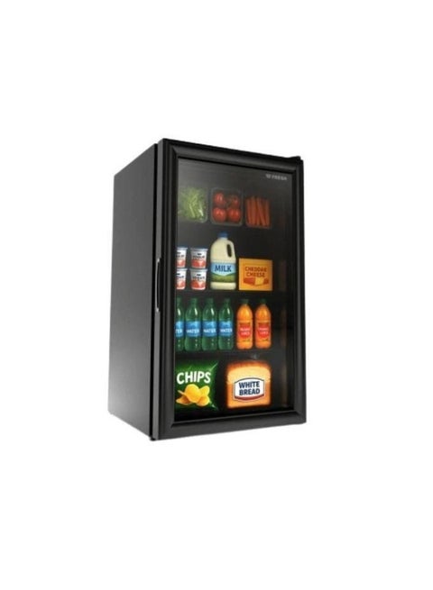 Fresh Mini Bar Refrigerator, Defrost, 95L, Tempered Glass Door, Black - 500019538