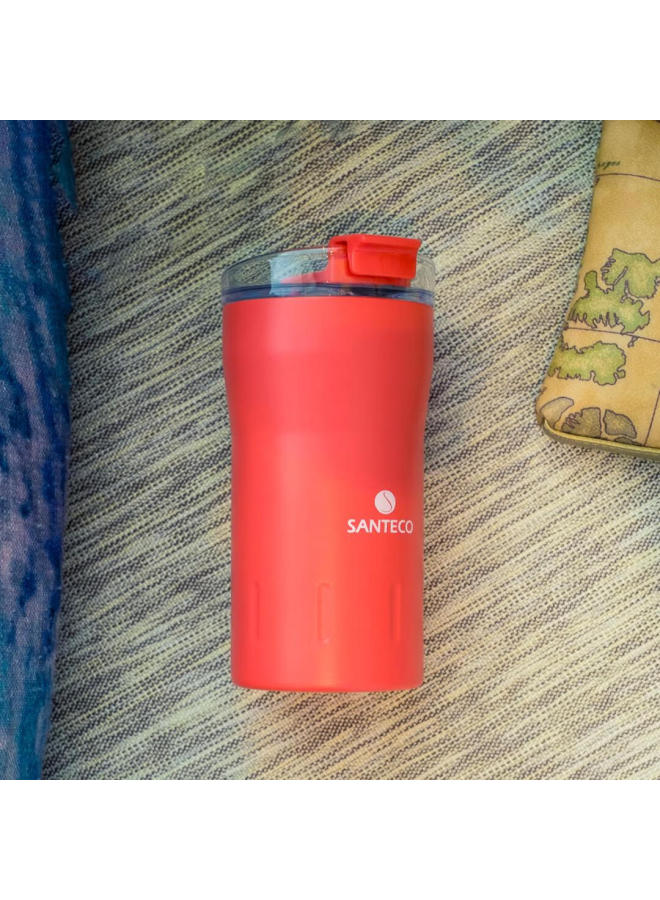 Santeco Insulated Mug, Stylish Water Bottle For Students, Portable Coffee Cup With Long-lasting Heat Retention, Travel Cup, Soda Cup, Orange-red Color - Image 1