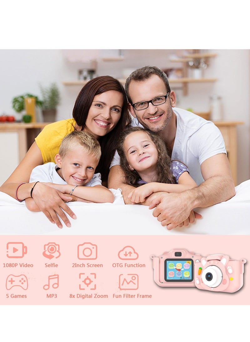 Daxiongmao Kids Camera Toys,48MP Dual Lens with 32G SD Card and Cartoon Soft Cover for 3-8 Year Old Girls Boys (PinkR)  - Image 3