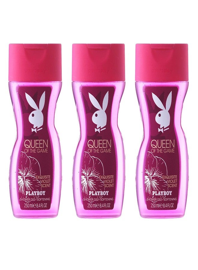 Playboy Queen Of The Game Shower Gel - For Women (750 ml, Pack of 3) - Image 1