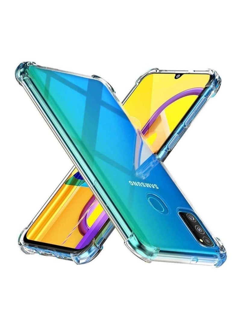 Raxoom غطاء حماية لهاتف سامسونج جالاكسي M30S مع امتصاص للصدمات وحواف مرنة شفاف (شفاف) - Image 1