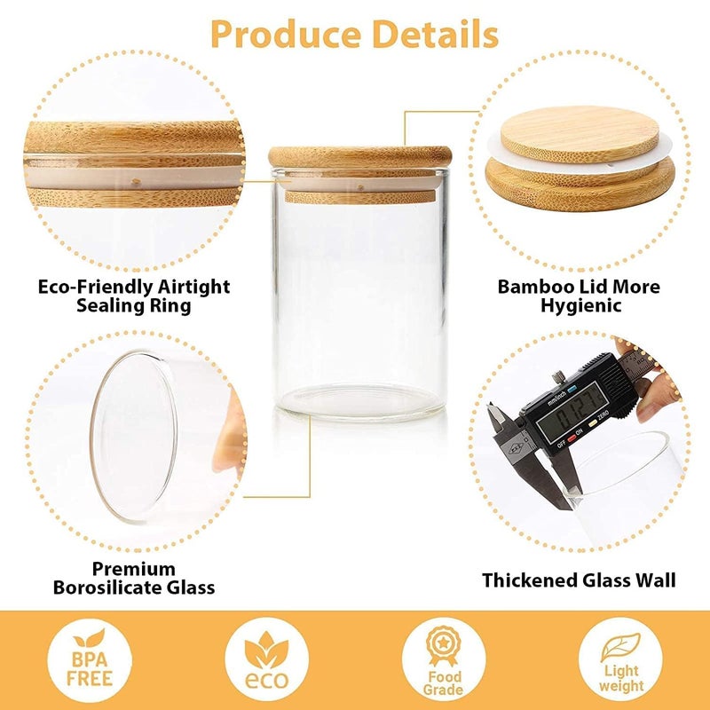 ezalla Clear Glass Jar with Wooden Airtight leakproof Bamboo Lid for kitchen pantry Nutsteasugarcoffeespicesmasala Gifting ItemUses in cafesResturantsHotelscarfting 270ml pack of 3 - Image 5