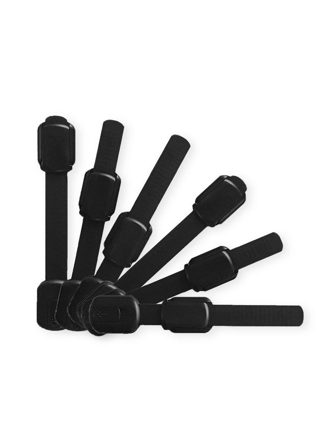 WONDERKID Adjustable & Reusable Child Safety Cabinet Locks & Latches, Baby Proofing Door Window, Cabinet, Toilet, & Refrigerator Lock, Child Safety Strap Locks with Adhesive Pads, Pack of 6, Black - Wonderkid - Image 1