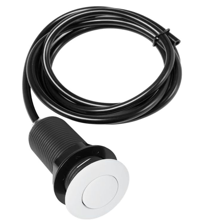 CLEESINK Air Activated Switch Button with Air Hose, Sink Top White Push Button for Food Waste Garbage Disposal Part (Short, 2.5 Inch) - Image 1