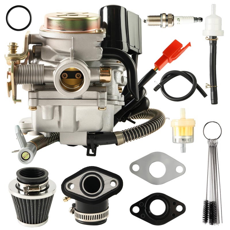sworwin GY6 49CC 50CC Carburetor Compatible with Taotao Go Kart 4 Stroke 139QMB Scooter Moped PD18J Carb Engine with Intake Manifold - Image 1