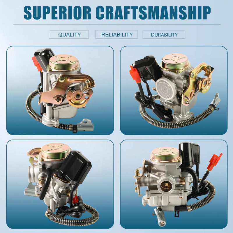 sworwin GY6 49CC 50CC Carburetor Compatible with Taotao Go Kart 4 Stroke 139QMB Scooter Moped PD18J Carb Engine with Intake Manifold - Image 4