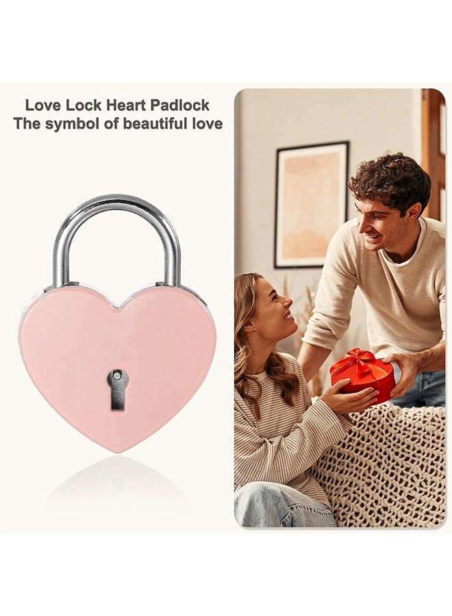 Photon مجموعة أقفال صغيرة مكونة من 4 قطع، أقفال حب على شكل قلب، قفل صغير من سبائك معدنية على شكل قلب مع مفتاح للأمتعة والمذكرات والكتب وصناديق المجوهرات - Image 5
