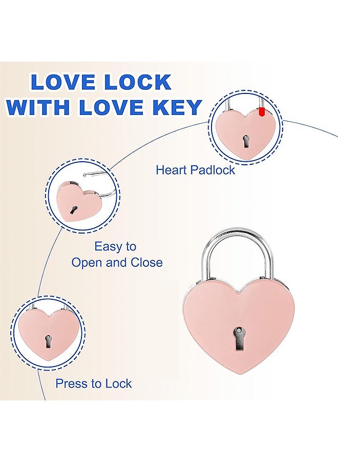 Photon مجموعة أقفال صغيرة مكونة من 4 قطع، أقفال حب على شكل قلب، قفل صغير من سبائك معدنية على شكل قلب مع مفتاح للأمتعة والمذكرات والكتب وصناديق المجوهرات - Image 3