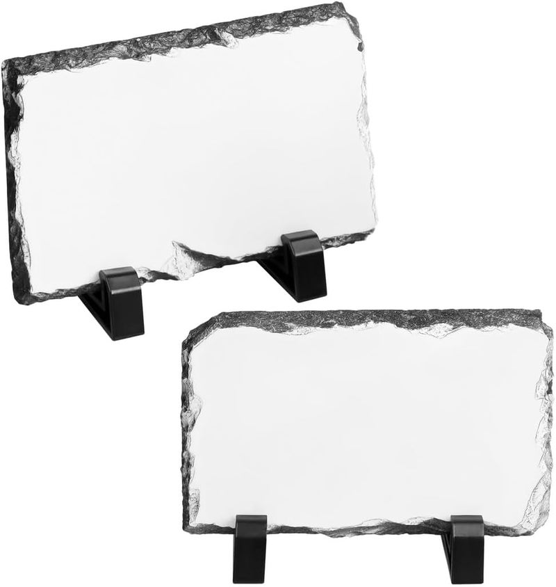 Photo Frames for DIY Personalized Custom, Irregular Slate Rock Cut 2 Pack Blank Sublimation with Display Stands, 5.5 X 3.5’’ Heat Transfer Machine Photo Frames - Image 2