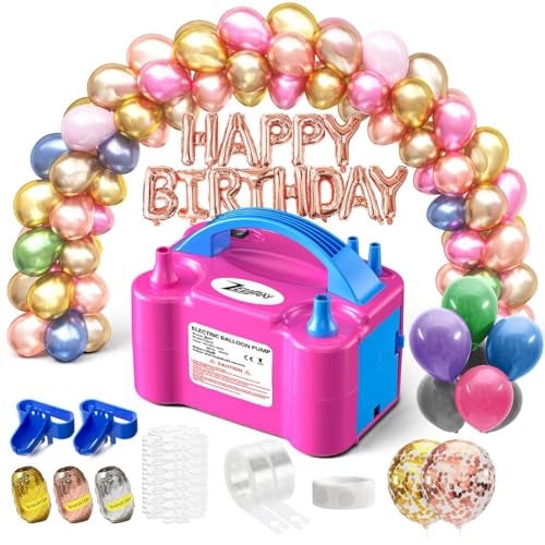 ZEUSRAY Portable Electric Balloon Pump 110V 600W Dual Nozzle Balloon Inflator Pump with 113 accessories Decorations for Party - Image 1