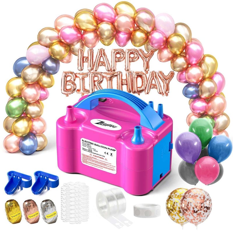 ZEUSRAY Portable Electric Balloon Pump 110V 600W Dual Nozzle Balloon Inflator Pump with 113 accessories Decorations for Party - Image 2