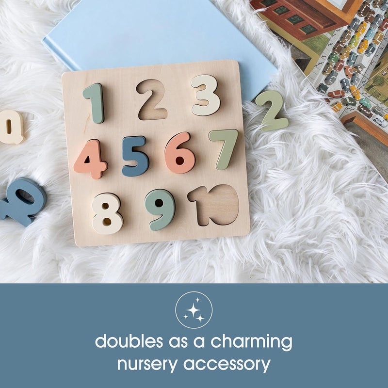 pearhead Globally trusted affordable quality Wooden Numbers Puzzle, Colorful Counting, Interactive Learning Board Educational Toy, Baby and Toddler Gift Boys or Girls Diverse operation compatible - Image 3